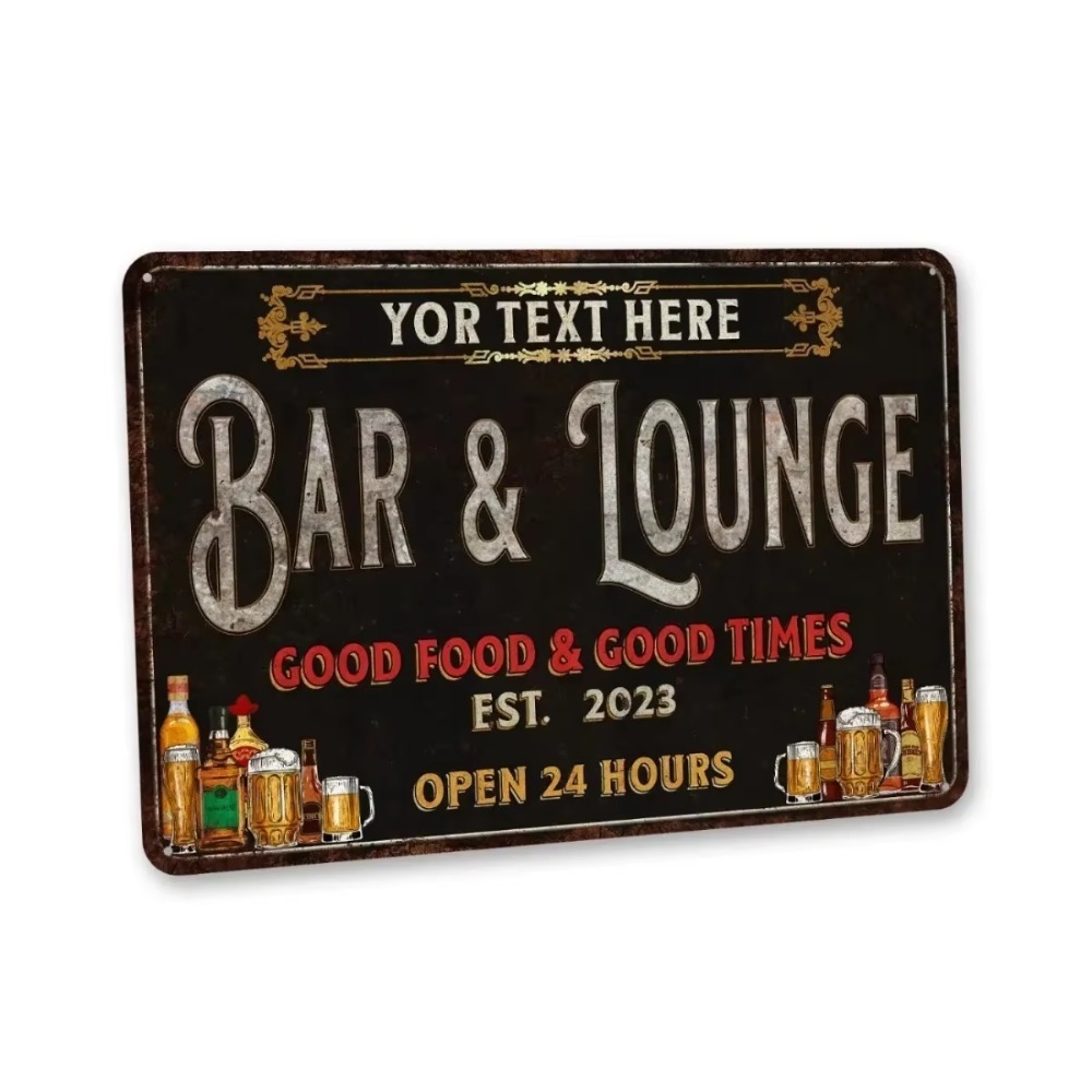Home Bar Lounge - CIFbuy Plakat Dinding Logam dengan Teks